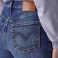 Women's Dark Indigo Baggy Fit High Rise Redloop Cinched Jeans - Detail View