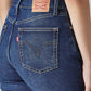 Women's Dark Blue Ribcage Flared Fit High Rise Jeans - Detail View