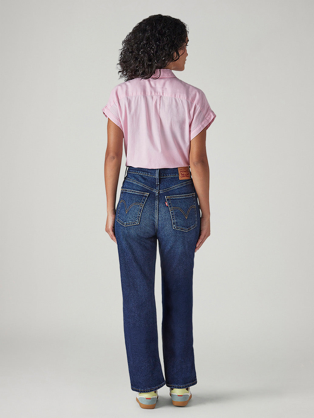 Women's Dark Blue Ribcage Slim Fit High Rise Jeans - Side View