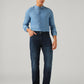 Men's Dark Blue Relaxed Straight Fit Mid Rise Commuter Jeans - Styleshot View