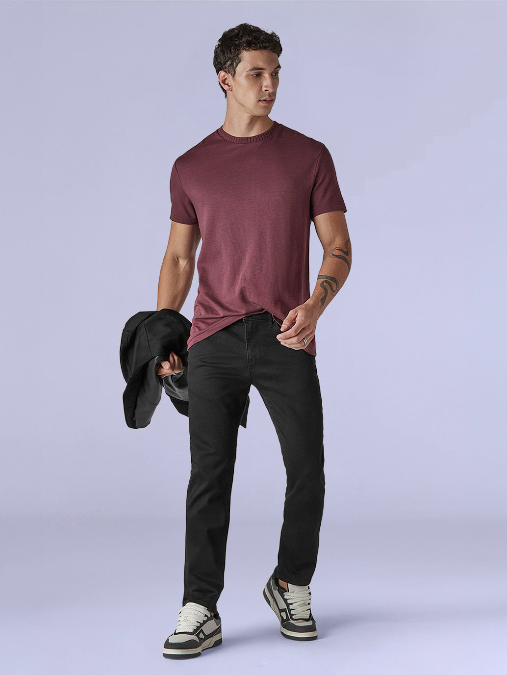 Men's 505 Black Straight Fit Mid Rise Redloop Jeans