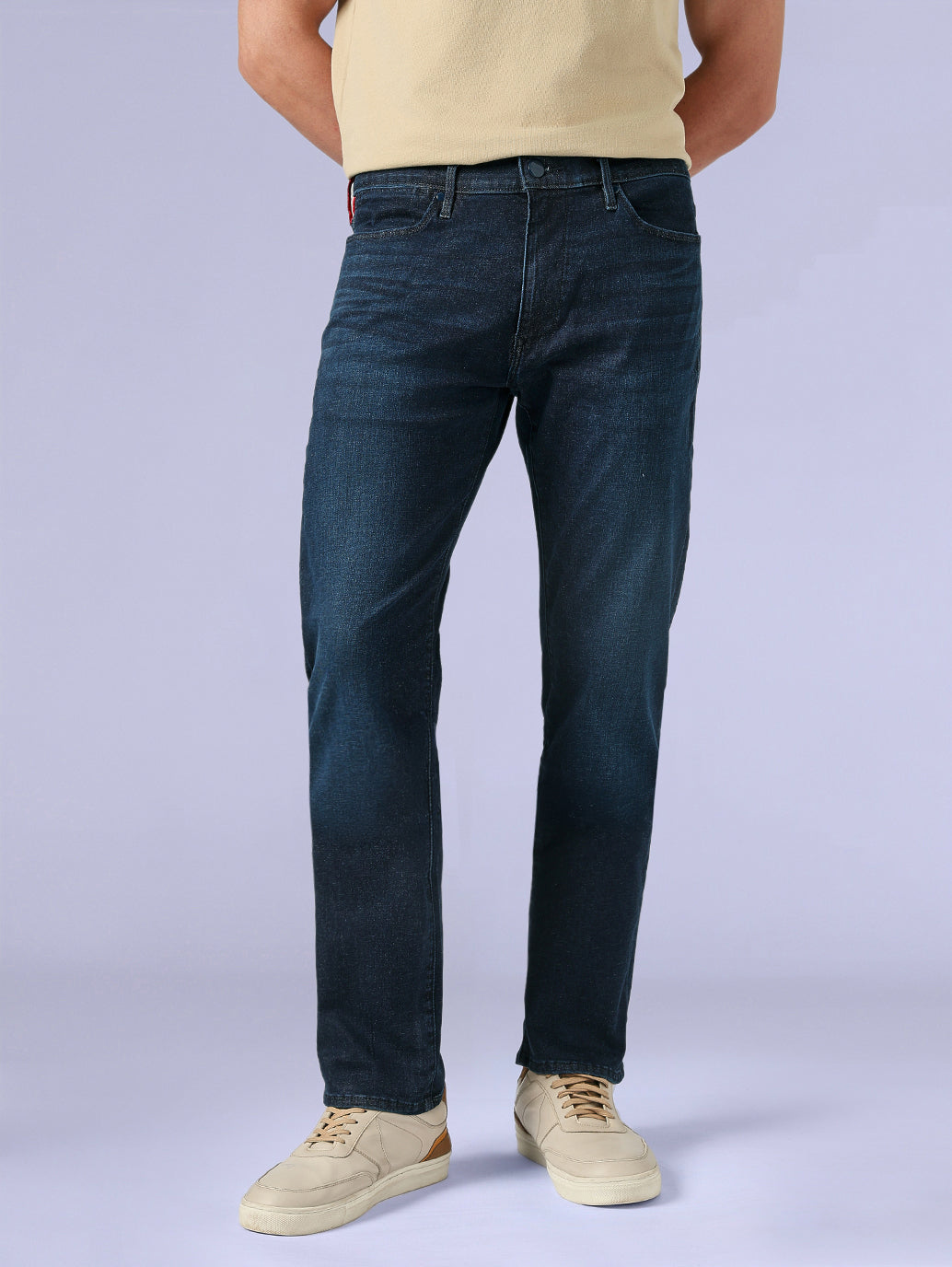 Men's Redloop 513 Dark Blue Slim Straight Fit Mid Rise Jeans - Front View