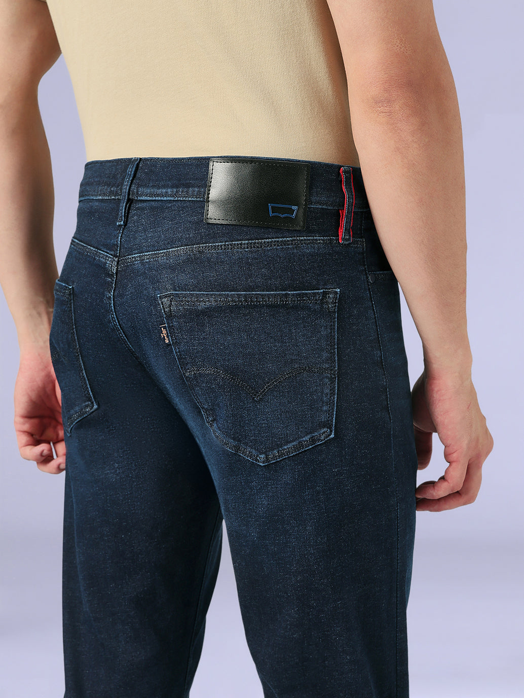 Men's Redloop 513 Dark Blue Slim Straight Fit Mid Rise Jeans - Detail View
