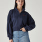 Women's Solid Navy Mock Neck Sweatshirt - Front View