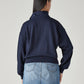 Women's Solid Navy Mock Neck Sweatshirt - Back View