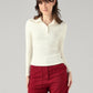 Women's Solid Slim Fit Ribbed Top - Front View