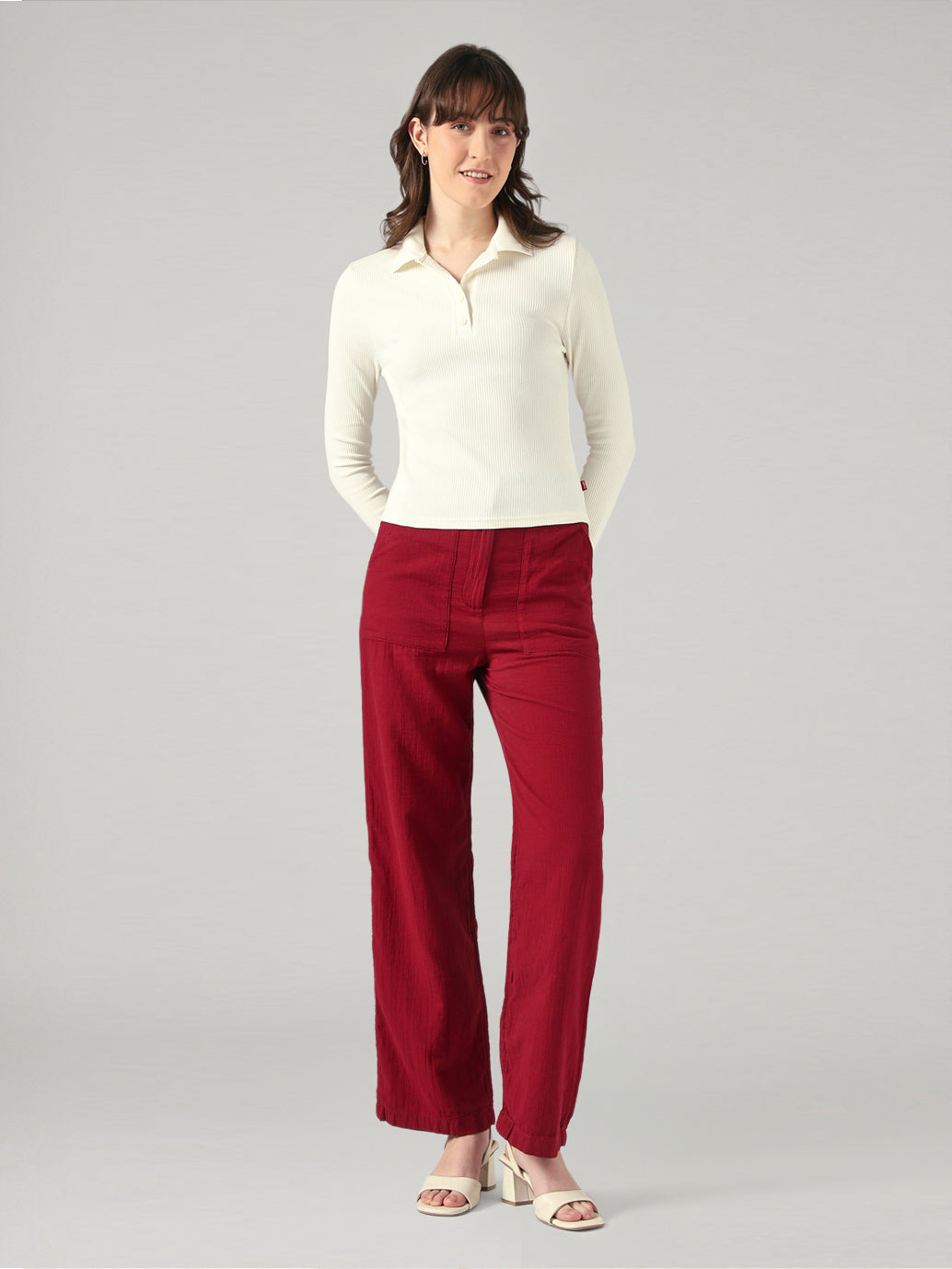 Women's Solid Slim Fit Ribbed Top - Full View