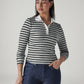 Women's Striped Black Slim Fit Ribbed T-shirt - Styleshot View