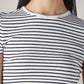 Women's Striped Slim Fit Ribbed Top - Detail View