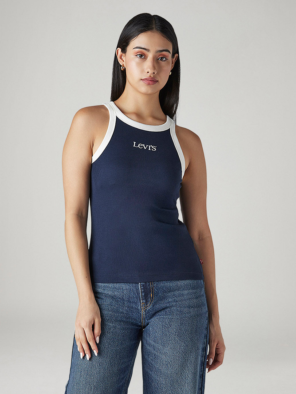 Women's Embroidered Slim Fit Ribbed Top - Front View