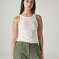 Women's Solid Off White Racer Back Ribbed Top - Styleshot View