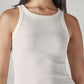 Women's Solid Off White Racer Back Ribbed Top - detail View