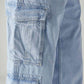 Men's 568 Light Blue Loose Fit Mid Rise Cargos - Detail View