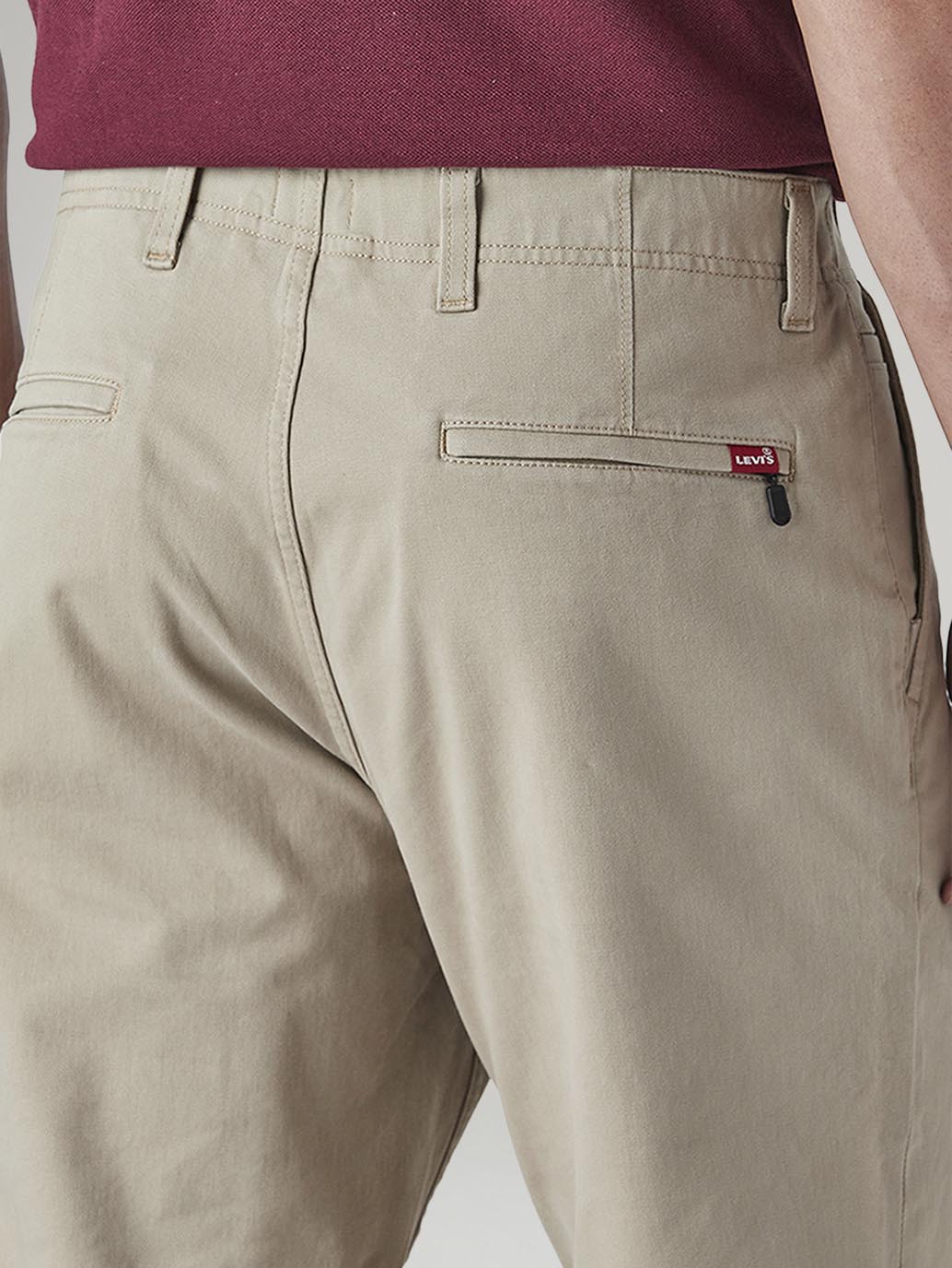 Men's Authentic Relaxed Straight Fit Mid Rise Hyper Stretch Chinos - Detail View