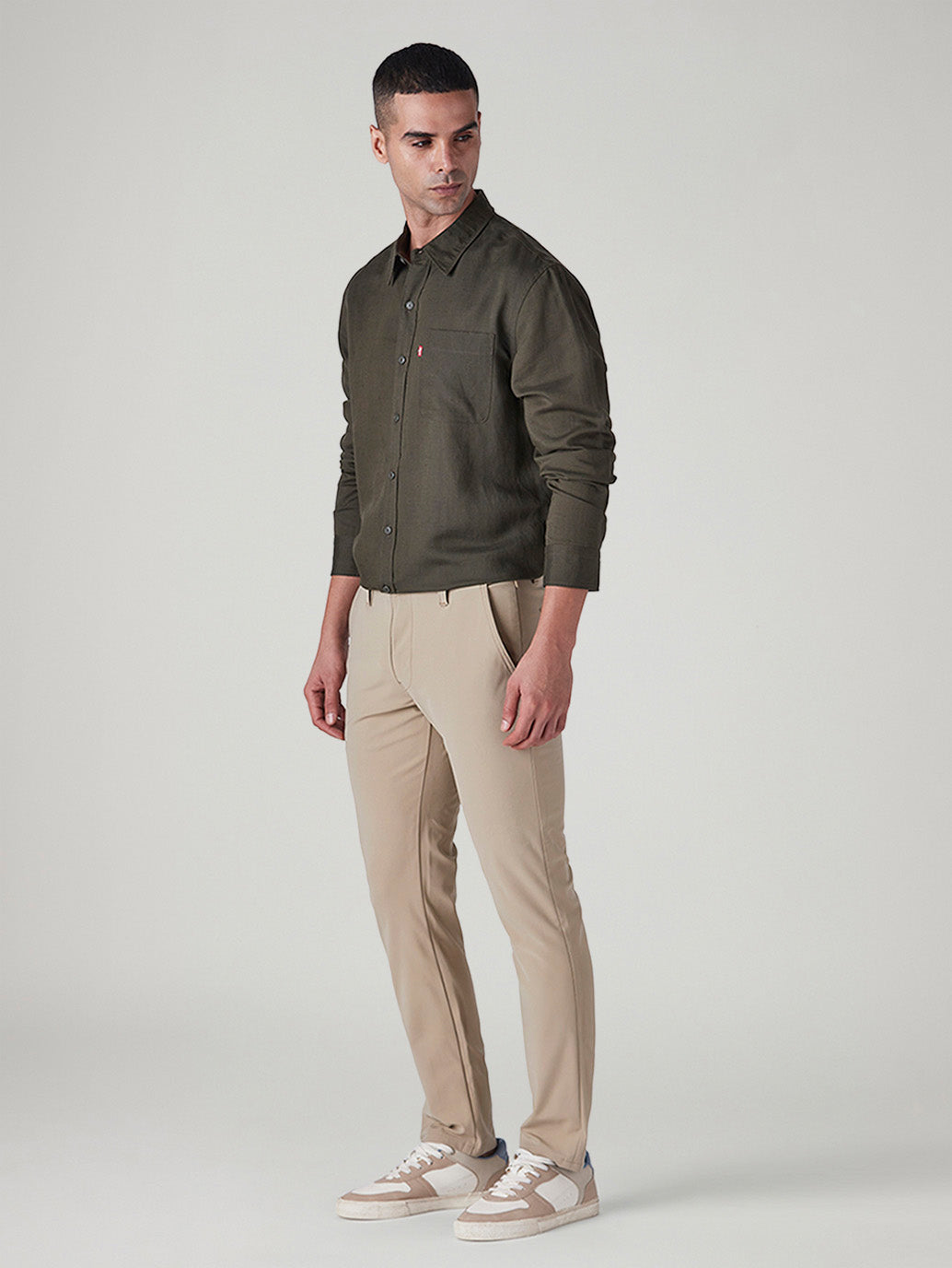 Men's 511 Beige Slim Fit Mid Rise Tech Pant - Side View