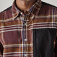 Men's Brown Checkered Relaxed Fit Utility Shirt - Detail View