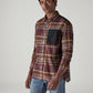 Men's Brown Checkered Relaxed Fit Utility Shirt - Side View