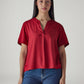 Women's Solid Regular Fit Poplin Top - Front View