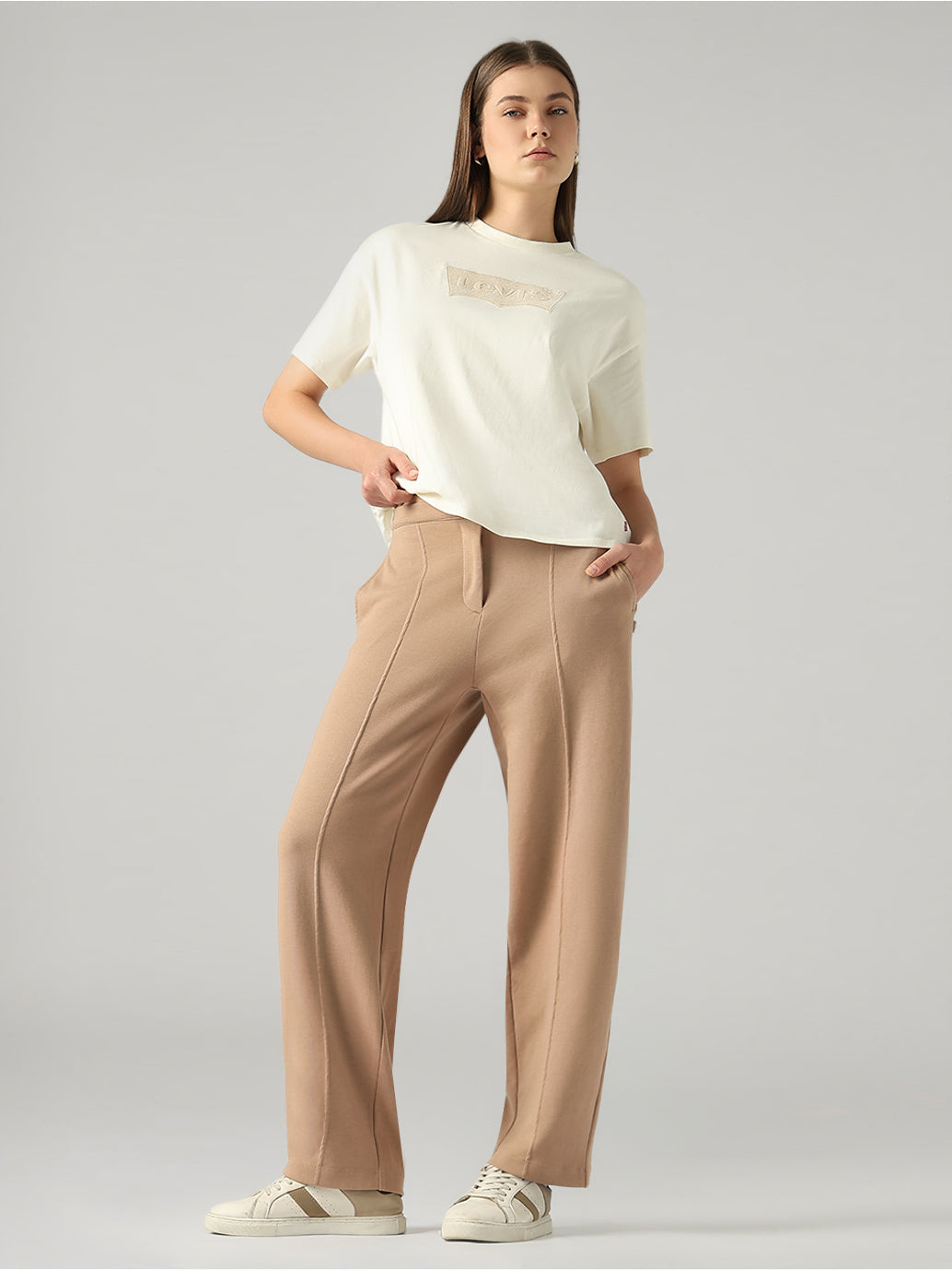 Women's 94 Khaki Baggy Fit Mid Rise Easy Trouser