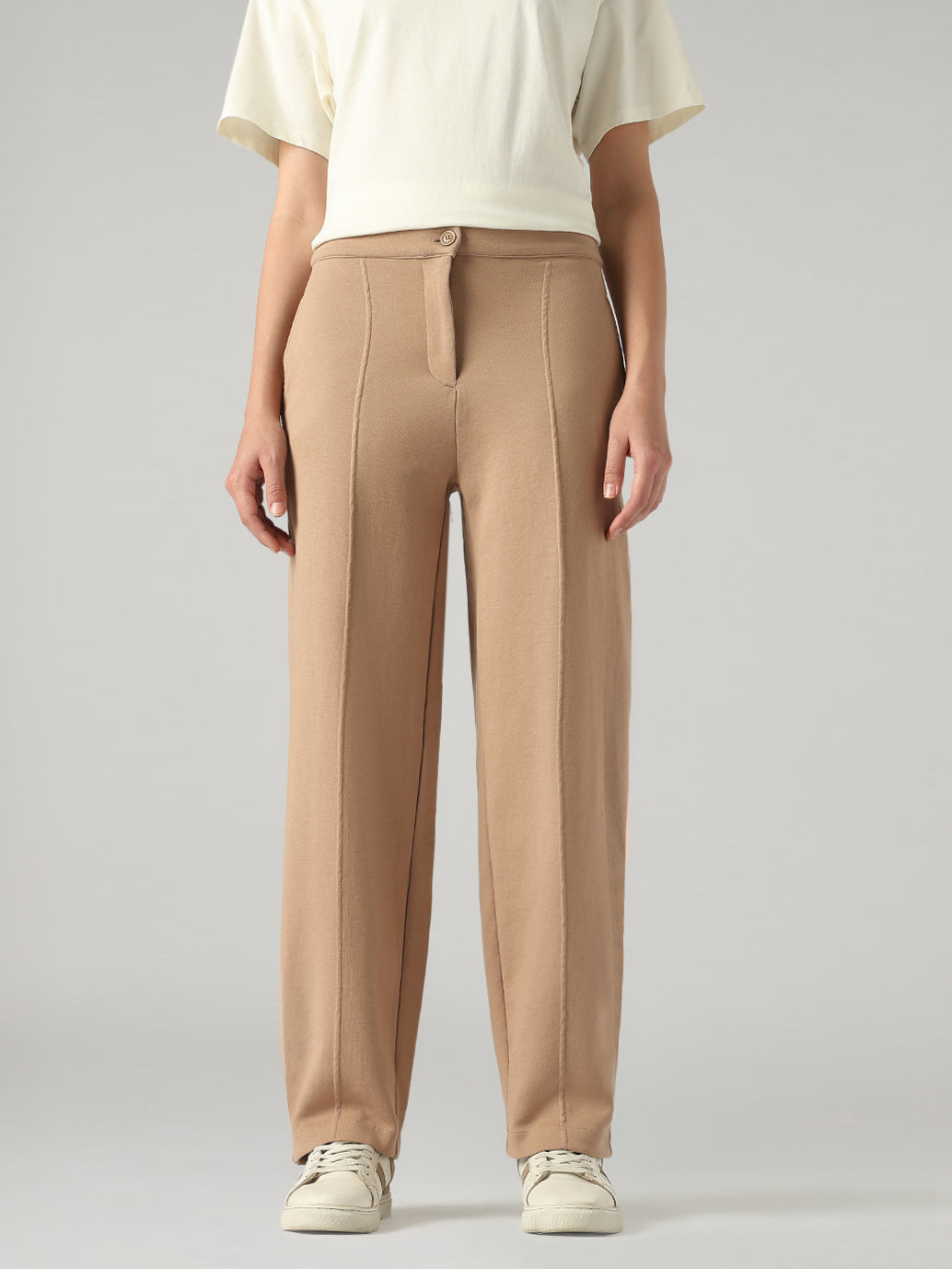 Women's 94 Khaki Baggy Fit Mid Rise Easy Trouser - Front View