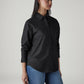 Women's Solid Relaxed Fit Poplin Shirt - Side View