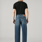 Men's Dark Blue Baggy Fit Mid Rise Jeans - Back View