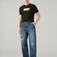 Men's Dark Blue Baggy Fit Mid Rise Jeans - Front View