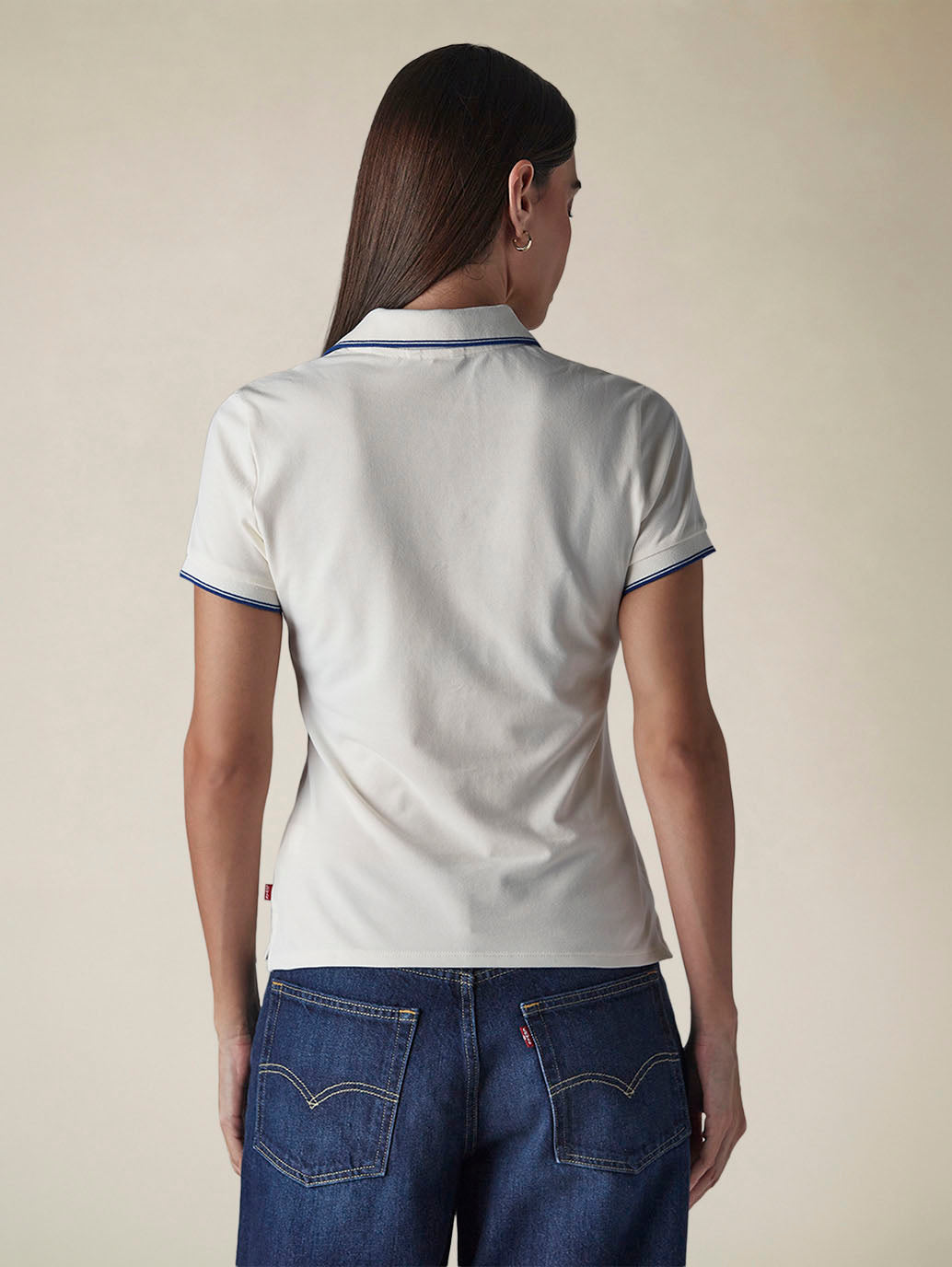 Women's Solid Off White Pique Polo T-shirt - 83a4e494-ff93-4a0b-997f-24b79f5535dd View