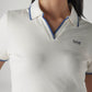 Women's Solid Off White Pique Polo T-shirt - Detail View