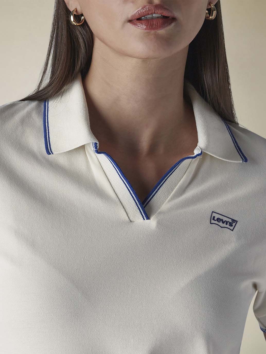 Women's Solid Off White Pique Polo T-shirt - f881dbf7-d759-4d16-ae87-1bab76415821 View