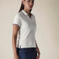 Women's Solid Off White Pique Polo T-shirt - 75d225bb-6113-478f-9823-6f5b8d507752 View