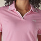 Women's Solid Pink Pique Polo T-shirt - Detail View