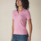 Women's Solid Pink Pique Polo T-shirt - Side View