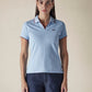 Women's Solid Light Blue Pique Polo T-shirt - Front View