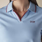 Women's Solid Light Blue Pique Polo T-shirt - Detail View