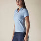 Women's Solid Light Blue Pique Polo T-shirt - Side View