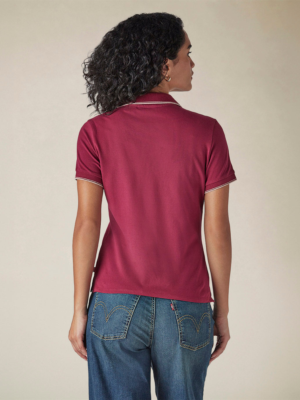 Women's Solid Maroon Pique Polo T-shirt - d8f1f0c4-c3c6-4b59-97f0-e7ab81dc708b View