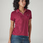 Women's Solid Maroon Pique Polo T-shirt - Side View