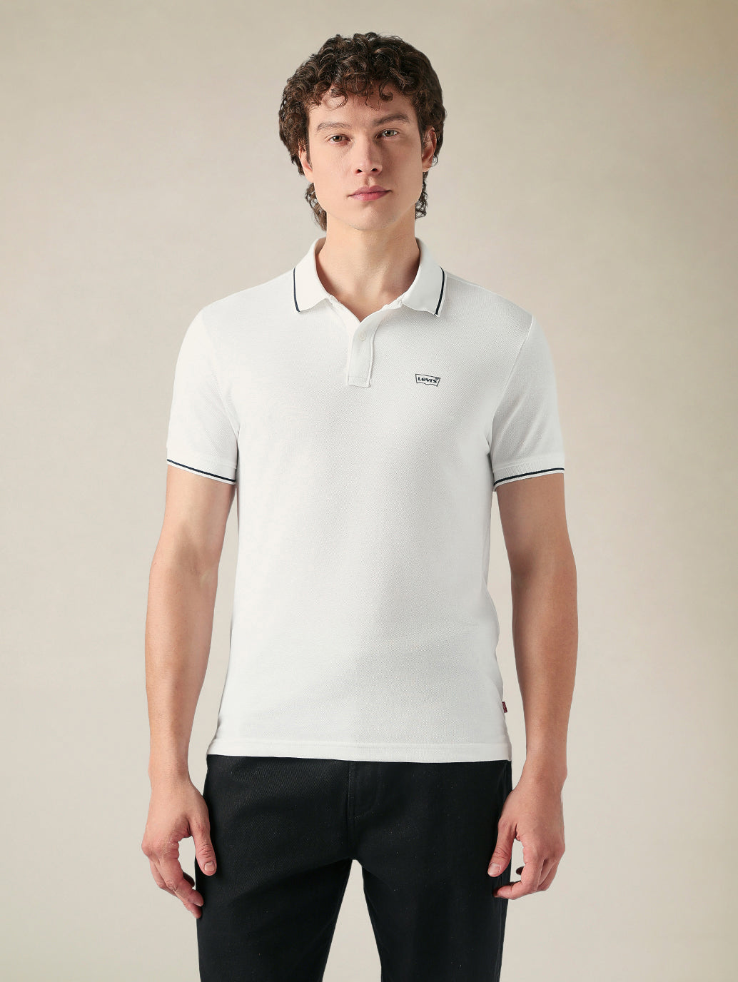 Men's Cotton Poly Blend Slim Fit Pique Polo T-shirt - Front View