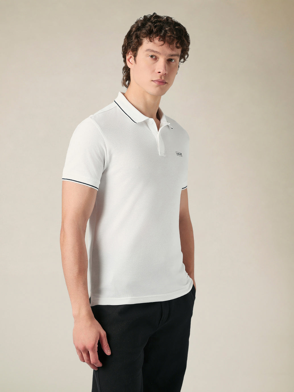 Men's Cotton Poly Blend Slim Fit Pique Polo T-shirt - Side View
