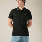 Men's Cotton Poly Blend Slim Fit Solid Pique Polo T-shirt - Front View