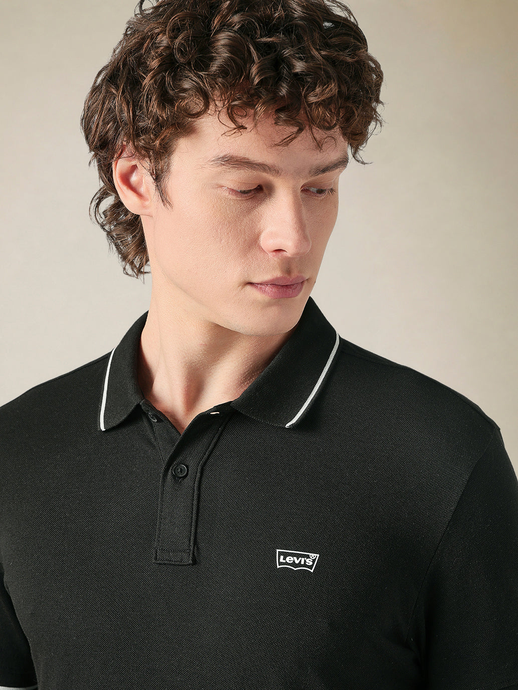 Men's Cotton Poly Blend Slim Fit Solid Pique Polo T-shirt - Detail View