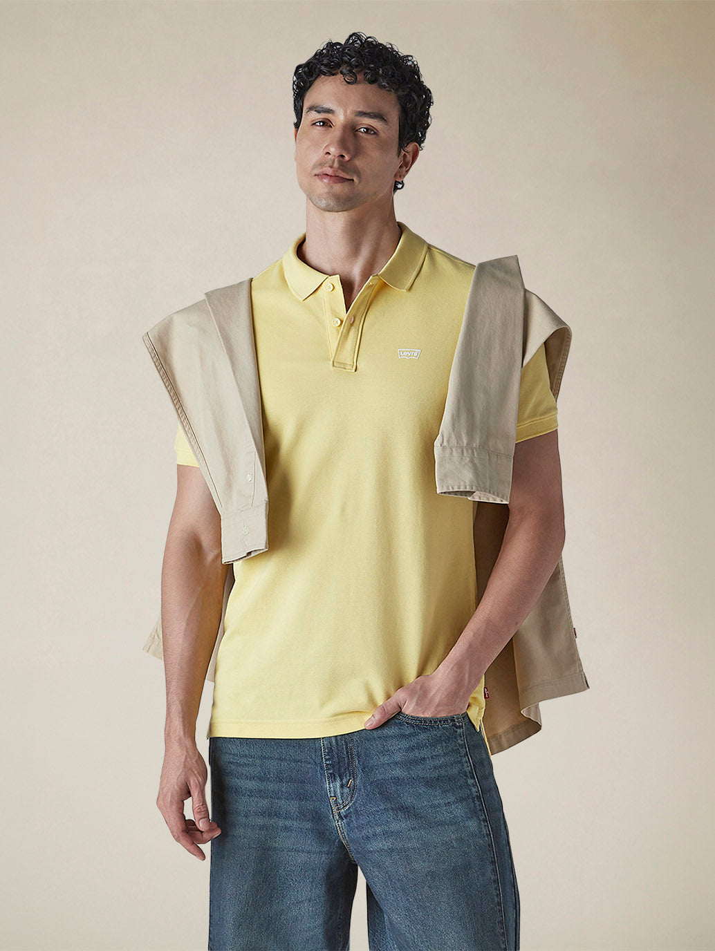 Men's Solid Yellow Slim Fit Pique Polo T-shirt - f8b662d0-a274-4591-b471-372cbe884448 View