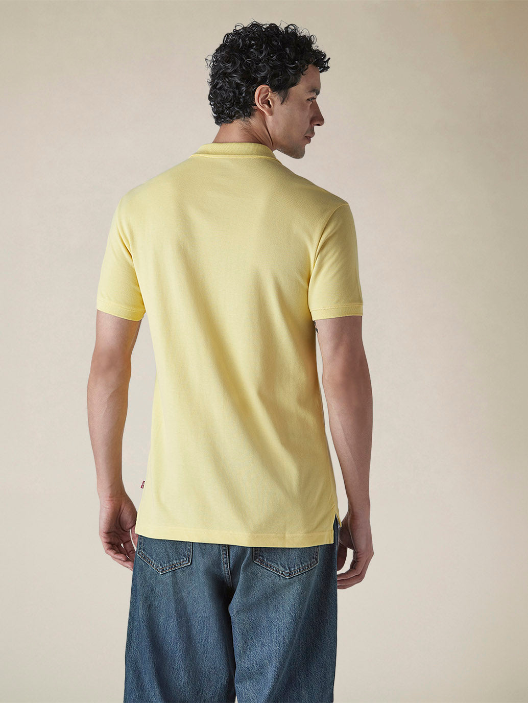 Men's Solid Yellow Slim Fit Pique Polo T-shirt - d6d053ab-400f-4838-a2b9-ba7c18ad94d3 View