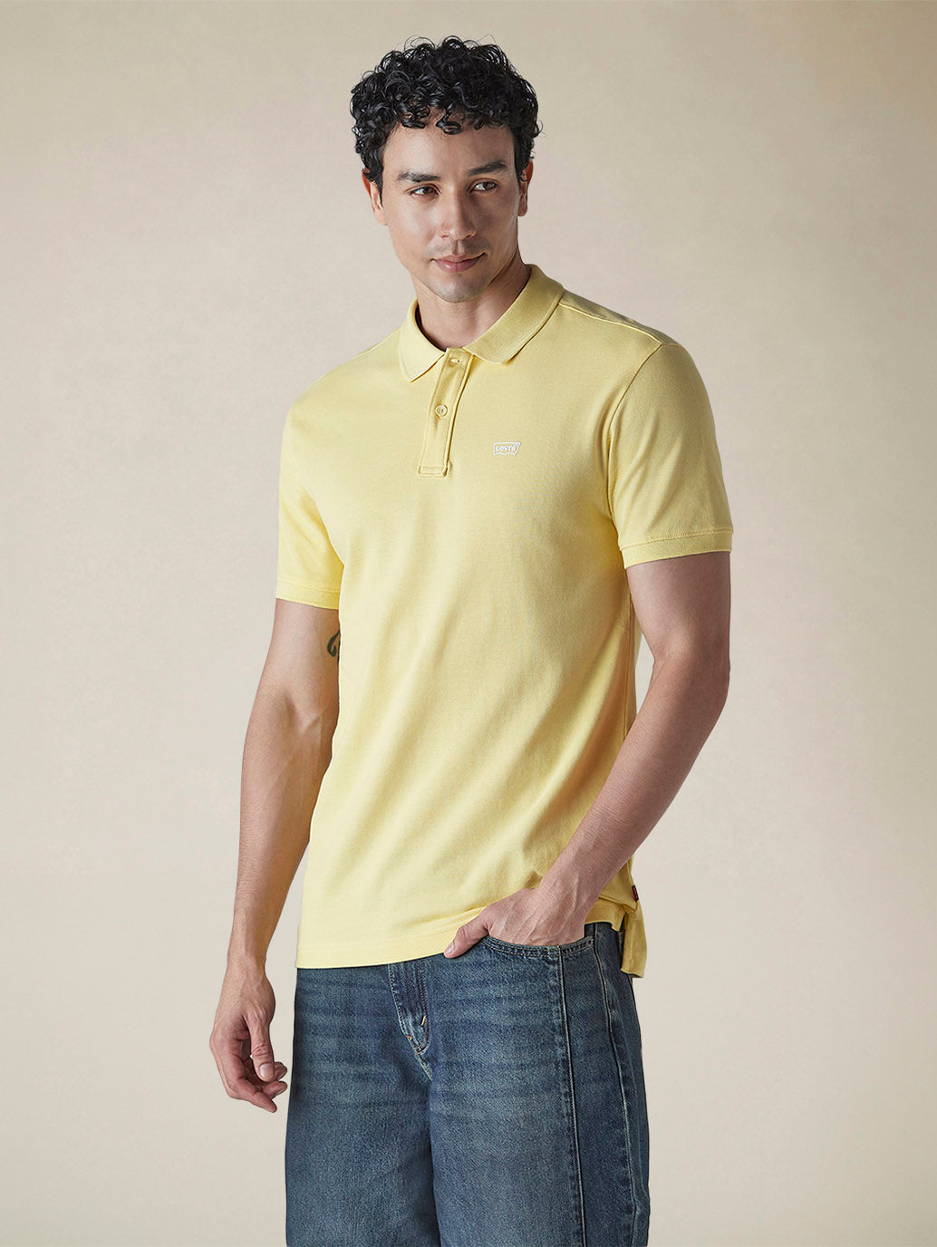 Men's Solid Yellow Slim Fit Pique Polo T-shirt - ca50fe40-70e7-4c52-bc73-ca8459b67b15 View