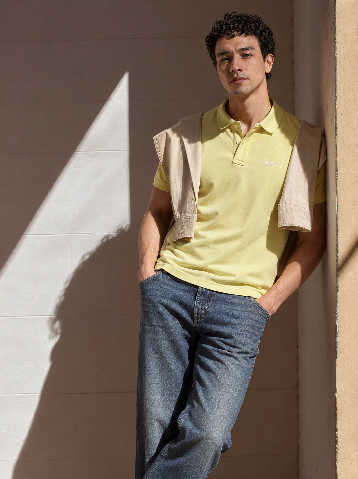 Men's Solid Yellow Slim Fit Pique Polo T-shirt