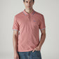 Men's Solid Peach Slim Fit Pique Polo T-shirt - Front View