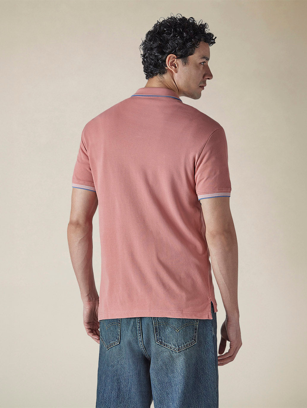 Men's Solid Peach Slim Fit Pique Polo T-shirt - 093f9ece-67f5-4988-ba79-d46bac9d2f71 View