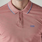 Men's Solid Peach Slim Fit Pique Polo T-shirt - Detail View