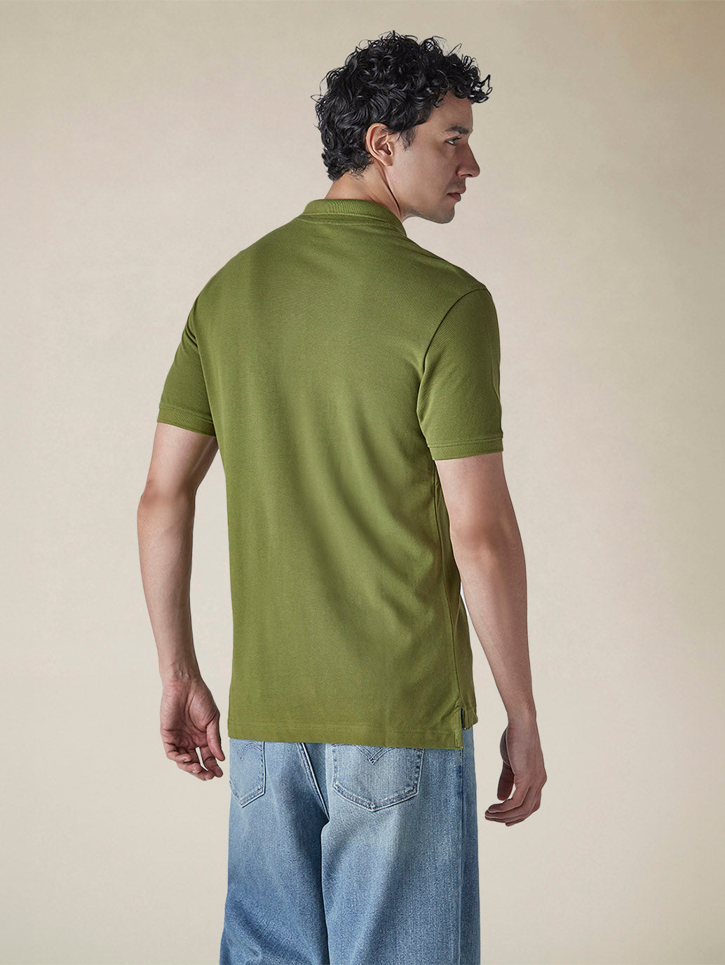 Men's Solid Olive Slim Fit Pique Polo T-shirt - 7d2fd9c6-42f8-451a-8887-d7d395a7385a View